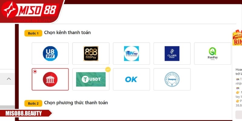 Các phương thức nạp tiền phổ biến tại nhà cái cung cấp đến người dùng